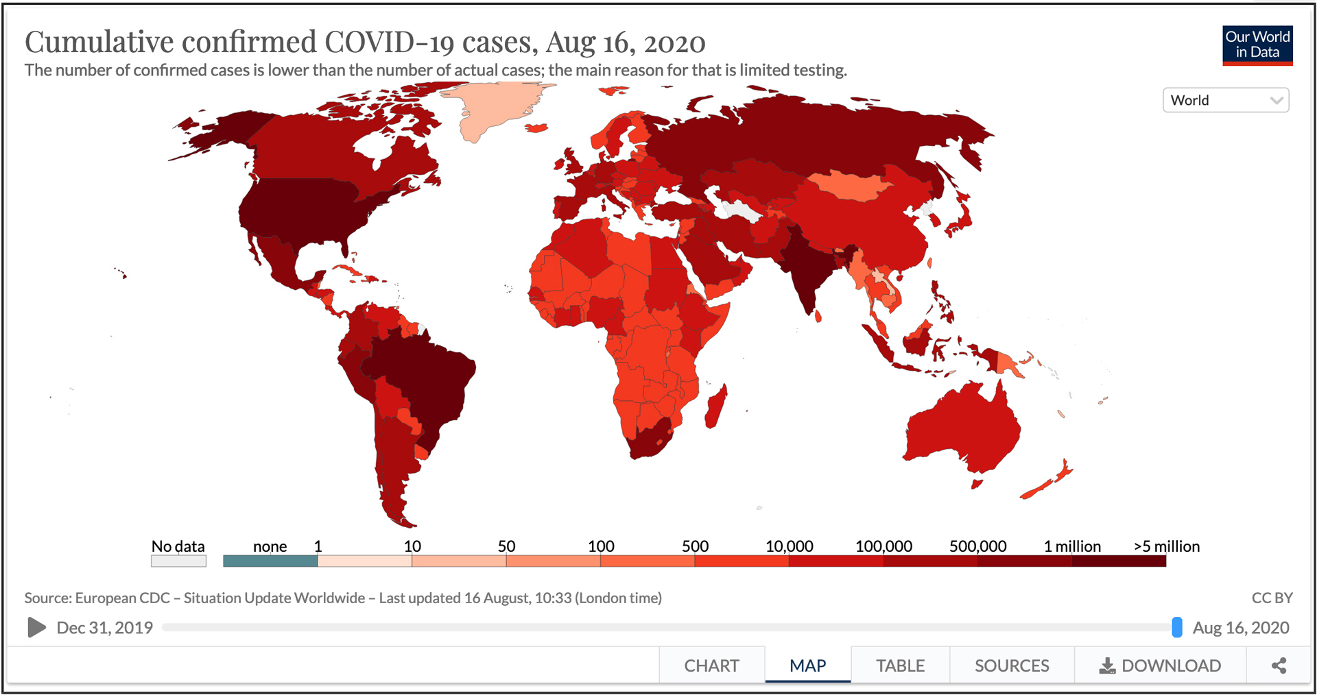 Online interaktívna mapa koronavírusu COVID-19